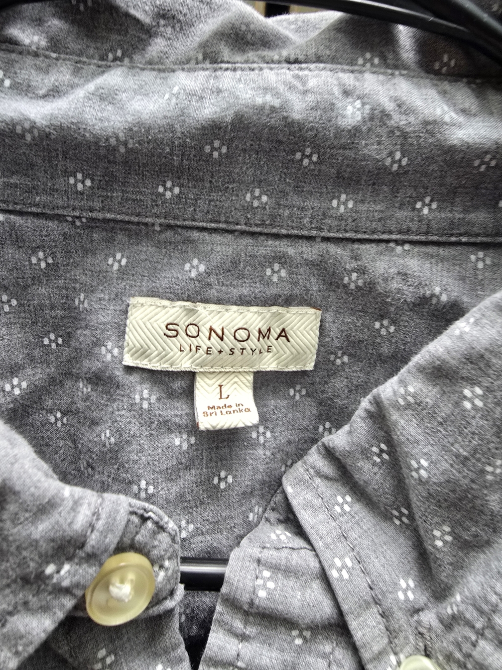 Sonoma Men's Gray Button-Down Shirt with Subtle Dot Pattern